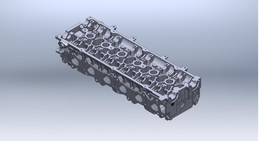 2JZ head exhaust side render with D-slot ports