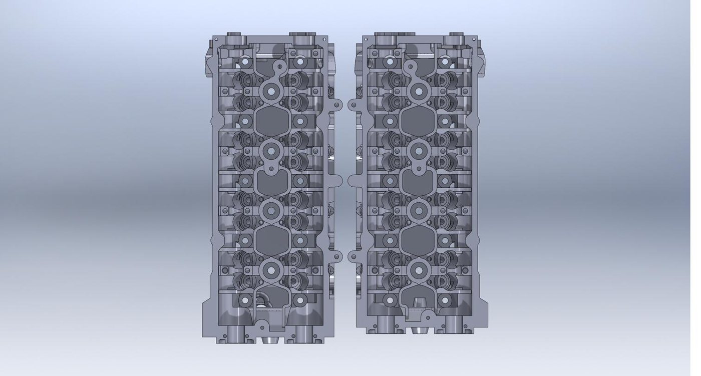 3UZ V8 BEAMS style cylinder heads, driver and passenger banks, CAD render